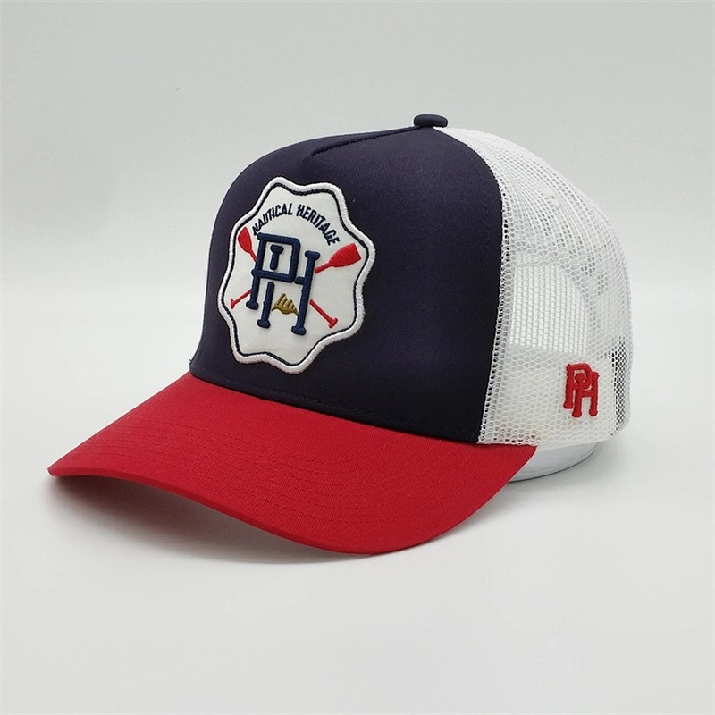 3D Embroider Patch Truck Hats,Red Yellow Mesh Back Trucker Caps,Customise Own 5 Panels Trucker Hats