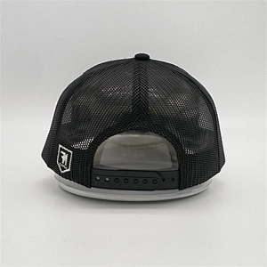 OEM Printing Tape Trucker Caps,Designed Flat Stitching Mesh Caps,5 Panels Hole Black Trucker Hats