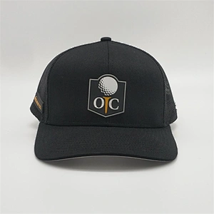 High Quality Plain  Black Snapback Hat,   Custom  Logo Mesh Caps  ,  Cotton PVC Rubber Patch  Promotion Trucker Hat