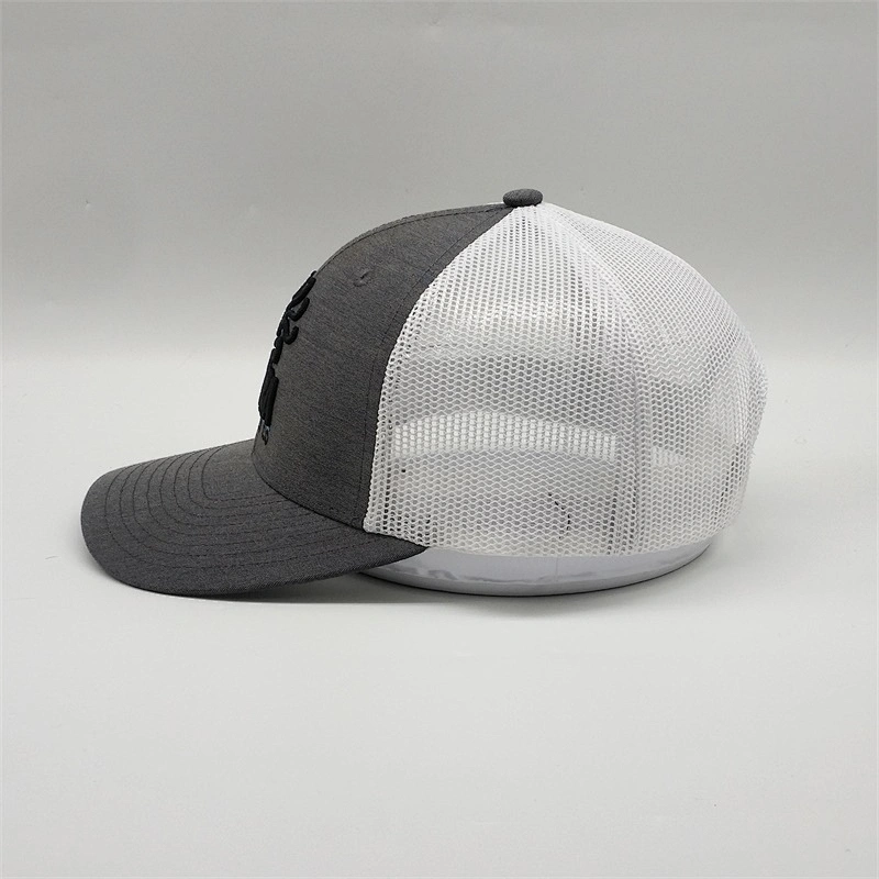 Fashion Creative Flex Fitted Trucker Hats,Make Your Own Custom Embroidered Logo Curved Trucker Caps,6 Panel Dark Gray Mesh Hat