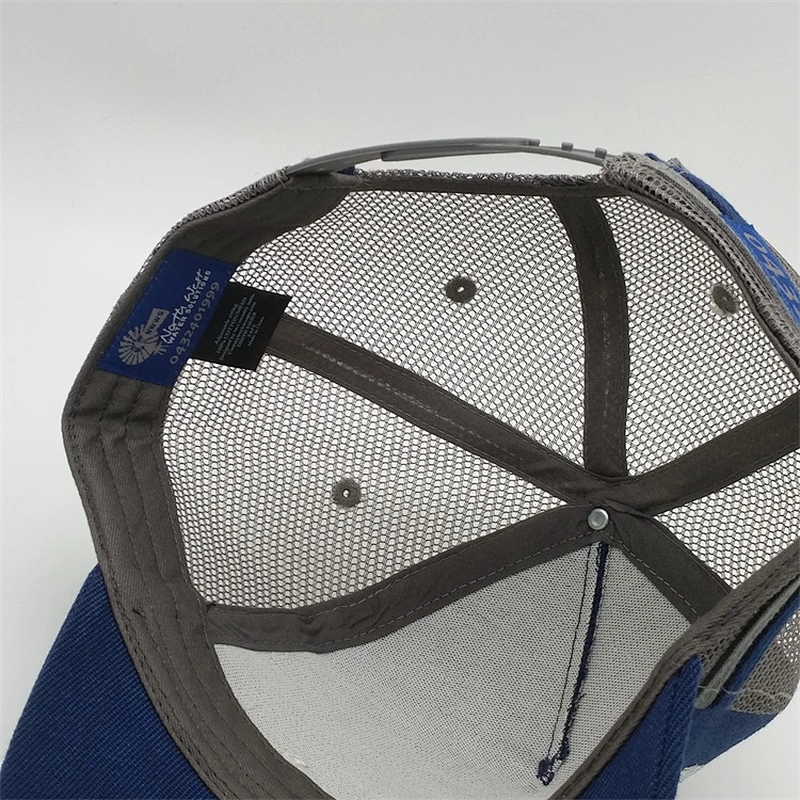 Newest 5 Panel Customised 80% Acrylic 20% Wool Blue Snapback Trucker Hats Caps With Embroidery