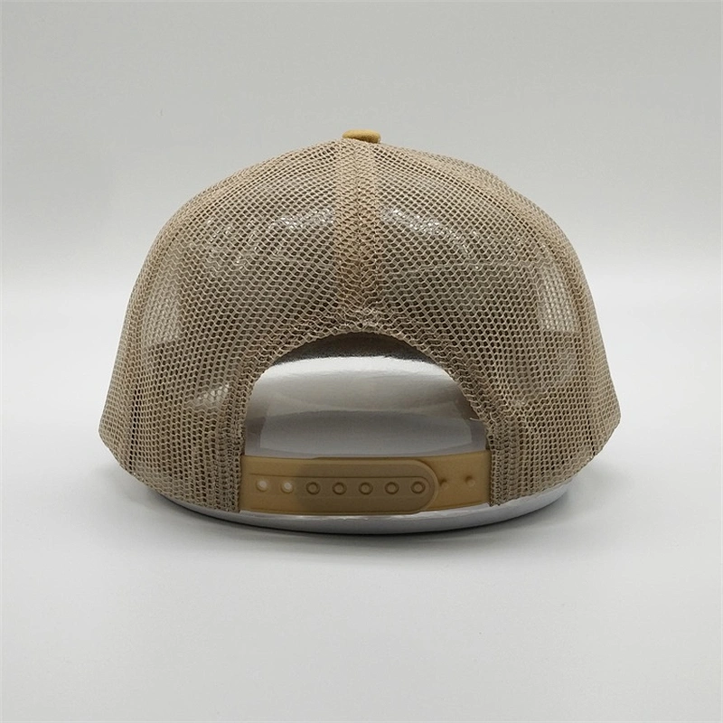 Summer Wholesale Yellow Vintage 3d Mesh Net Fabric Back Caps Logo Embroidered Trucker Hat For Man