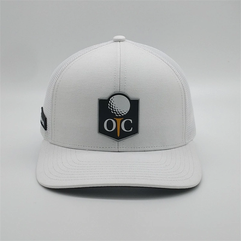2019 wholesale custom white 6 panel PVC patch adjustable snapback sports hat men fashion outdoor  mesh  trucker caps