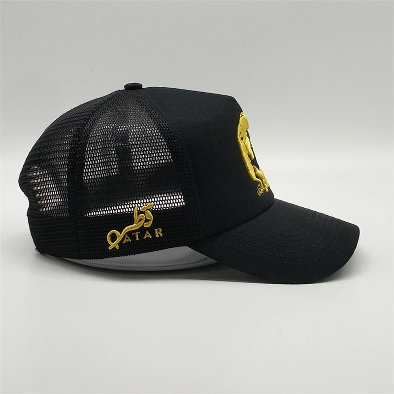 Fashion Customized Mesh Trucker Foam Hat Foam 3d Embroidery Countri Flag Logo Black Baseball Cap With Patch Embroider