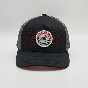 Factory Price Customized Woven Patch Caps,Men Drak Gray Summer Trucker Hats,Black 5 Panels Trucker Caps