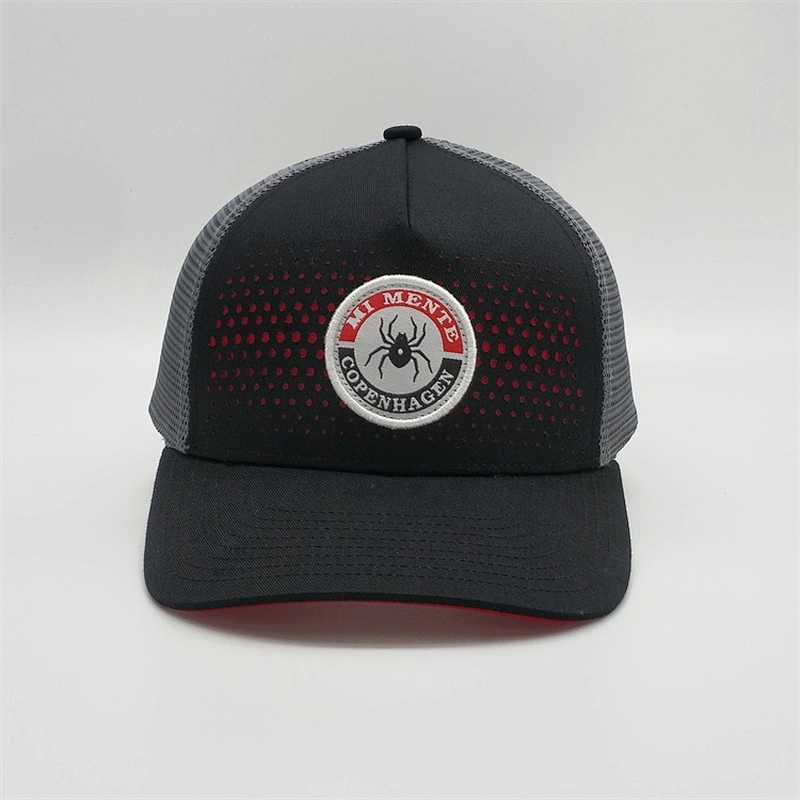 Factory Price Customized Woven Patch Caps,Men Drak Gray Summer Trucker Hats,Black 5 Panels Trucker Caps