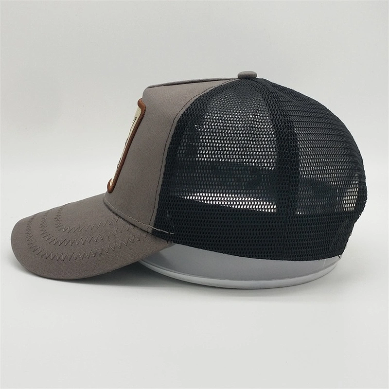 Mesh Trucker Hat,Custom Plastic Buckle Strap Animal Trucker Hat,Custom Cougar Embroidery Patch Logo Trucker Sports Caps Hat