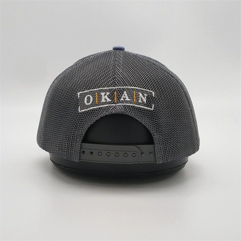 Custom Glod Embroidery Patches Caps,Unisex Adults Truck Caps,Heather Blue Gray Trucker Hats