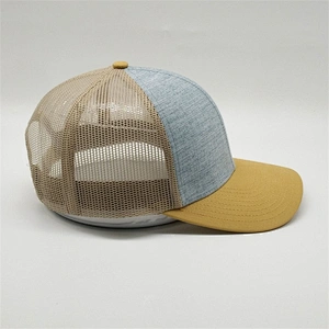 Customize 3D Embroidery Yellow Grey Color Trucker Hats,Fit Fashion Trucker Caps Mesh,Curved Bill Unisex Cotton Twill Sport Caps
