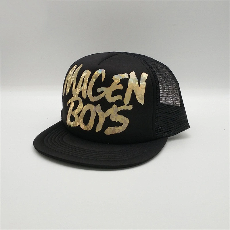 Custom Printed 6 Panel Mesh Snap Back Flat Brim Trucker Hats