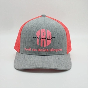 Wholesale 6 Panel Mesh Trucker Cap,Adjustable Heather Grey Snapback Hat,Custom Flat Embroidered Trucker Caps