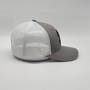 Adult Grey White Mesh Trucker Cap,Plain Customized Made Logo 6 Panel Trucker Hat,Wholesale Cheap Bulk Outdoor Cap