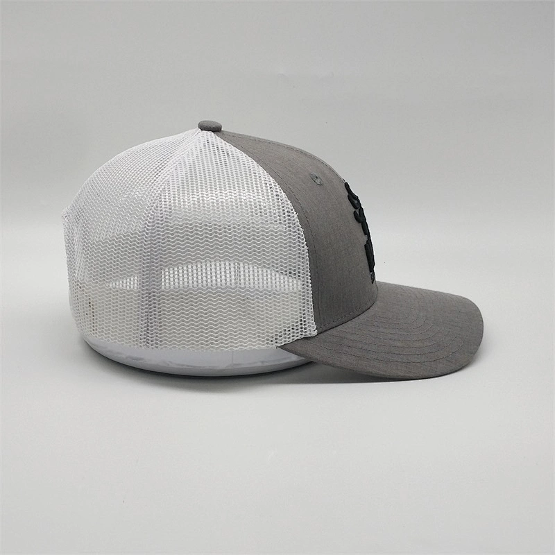Adult Grey White Mesh Trucker Cap,Plain Customized Made Logo 6 Panel Trucker Hat,Wholesale Cheap Bulk Outdoor Cap
