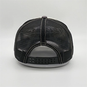 Custom 5 Panel Mesh Distressed Worn Out Double Snap Closure  High Quality Patches Embroidery Squirre Snapback Trucker Hats Cap