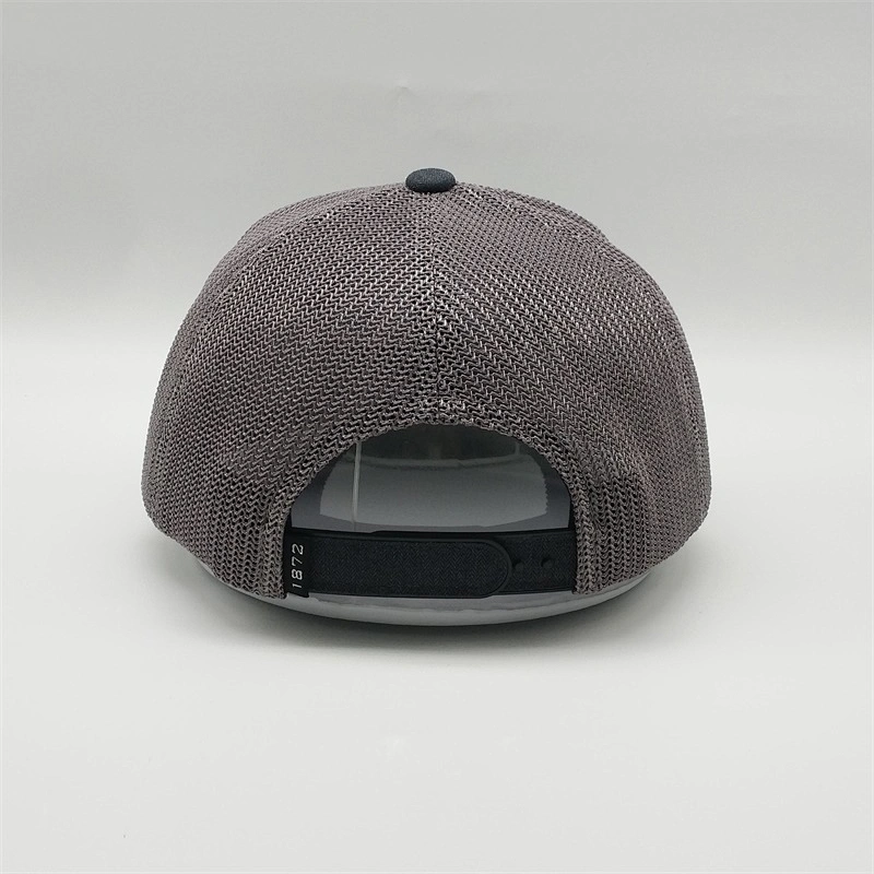 Outdoor Unisex 5 Panel Dark Gray Snap Back Hat,Custom Embroidery Flat Brim Visor Trucker Cap,Newest Fitted Mesh Snapback Hat Cap
