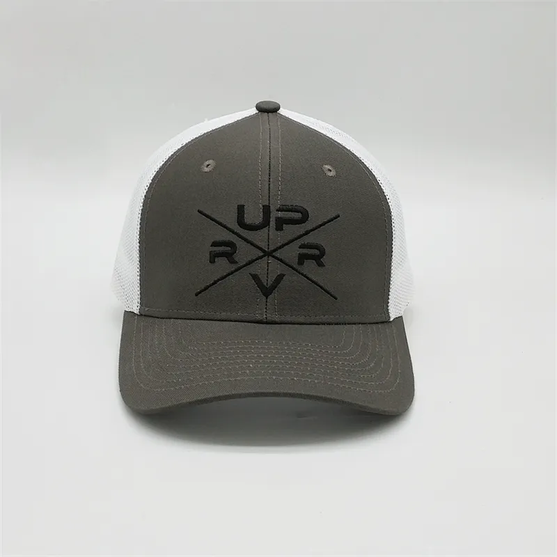 Panel Blank Structured Adult Sports Caps Hats White Mesh Back Trucker Cap With Custom Logo