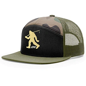 Custom Bigfoot Fishing Cotton 7 Panel Embroidered Camo Loden Outdoor Adjustable  Mesh Snapback Hats and Cap