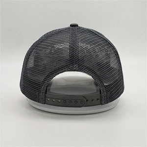 Design 3D Puff Raised Embroidery Trucker Hats,Factory Price Dark Gray Mesh Hats,5 Panel Charcoal Trucker Caps