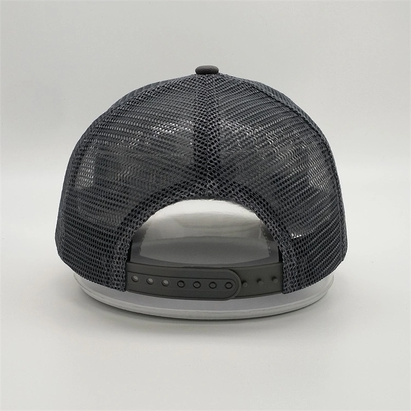 Design 3D Puff Raised Embroidery Trucker Hats,Factory Price Dark Gray Mesh Hats,5 Panel Charcoal Trucker Caps