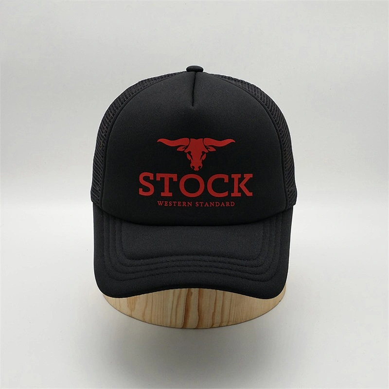 Custom 5 Panel Black Short Bill Sublimation Printing Foam Trucker Hat