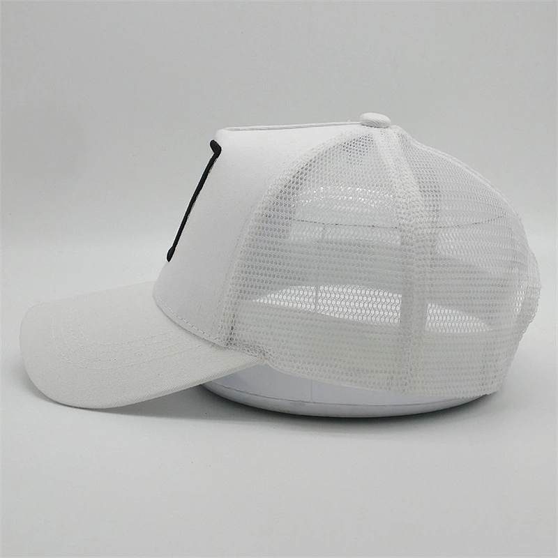 White Mesh Trucker Hat,Custom Cock  Embroidery Patch Logo Animal Trucker Hat,New 5panel Plastic Buckle Sports Trucker Caps