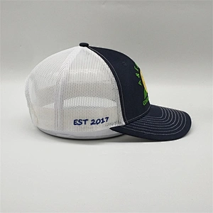 Custom Logo Fabric 6 Panel Snapback Trucker Hats,Embroidery Floral Navy Baseball Mesh Caps,Embroider Flat Blue Trucker Caps