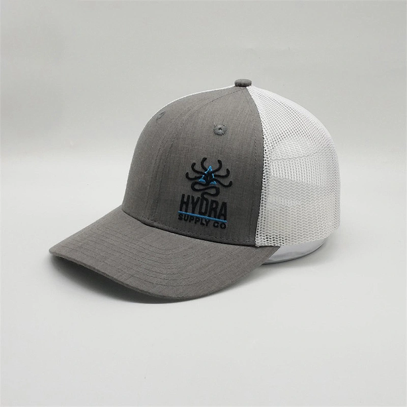 Custom Wholesale Sport Hip-Hop Snap Back Hat Baseball Curved Bill Half Mesh Trucker Caps With Embroidery