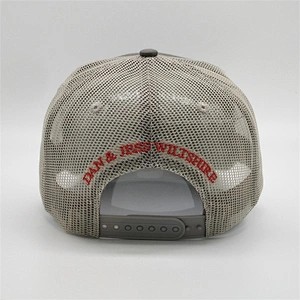 Factory Custom Mesh Back Grey Snap Back Cap Logo Embroidery Trucker Hat With Mesh