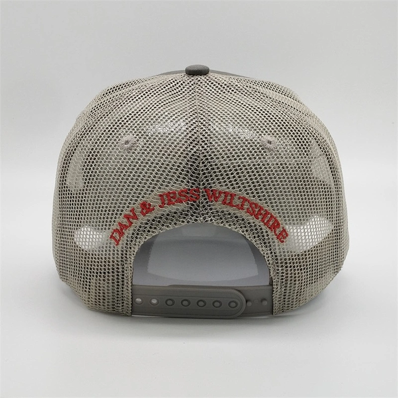 Factory Custom Mesh Back Grey Snap Back Cap Logo Embroidery Trucker Hat With Mesh