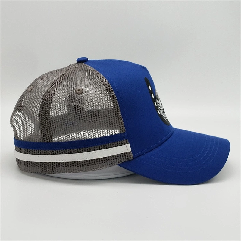 Oem Custom Man 5 Panel Embroidered Trucker Snapback Cap Hat With Stripe