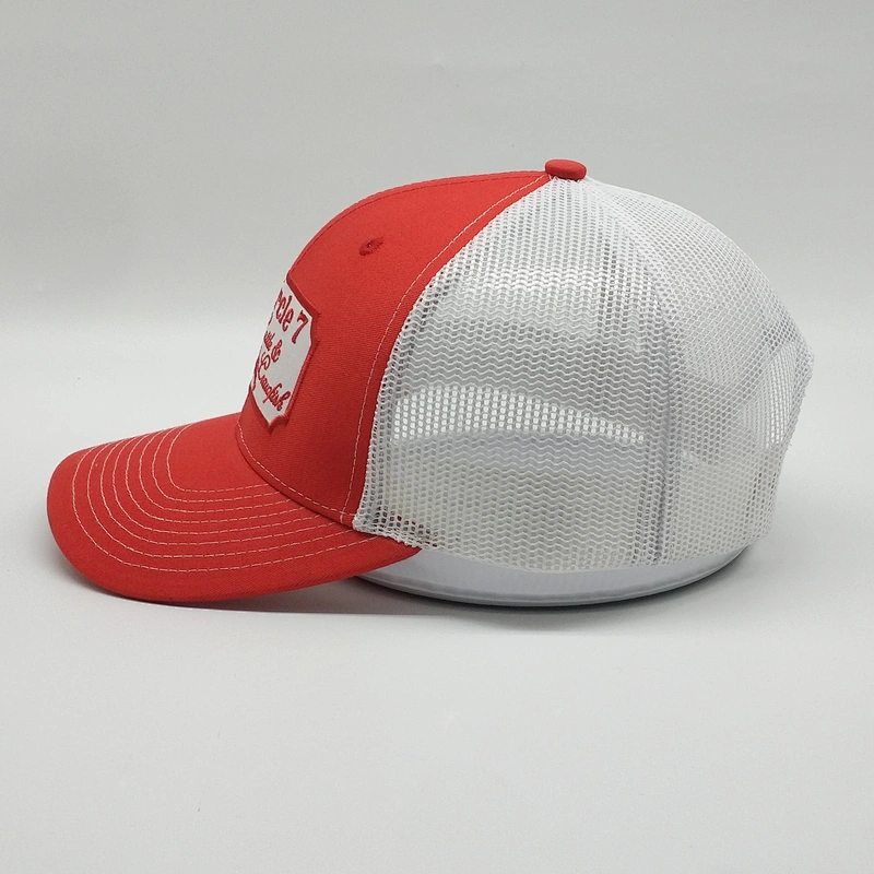OEM Sublimation Red Trucker Cap,Customized Embroidery 6 Panel Patch Baseball Hat,Men Women Grateful Fitted Trucker Hat