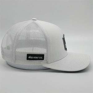 2019 wholesale custom white 6 panel PVC patch adjustable snapback sports hat men fashion outdoor  mesh  trucker caps