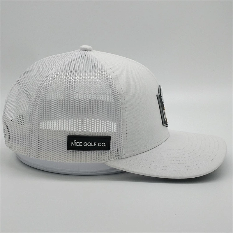 2019 wholesale custom white 6 panel PVC patch adjustable snapback sports hat men fashion outdoor  mesh  trucker caps
