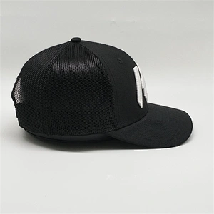 Wholesale Custom 3D Embroidery Black Trucker Hat,  High Quality Mesh snapback Caps,  Sports Outdoor Trucker Cap