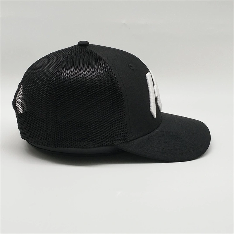 Wholesale Custom 3D Embroidery Black Trucker Hat,  High Quality Mesh snapback Caps,  Sports Outdoor Trucker Cap