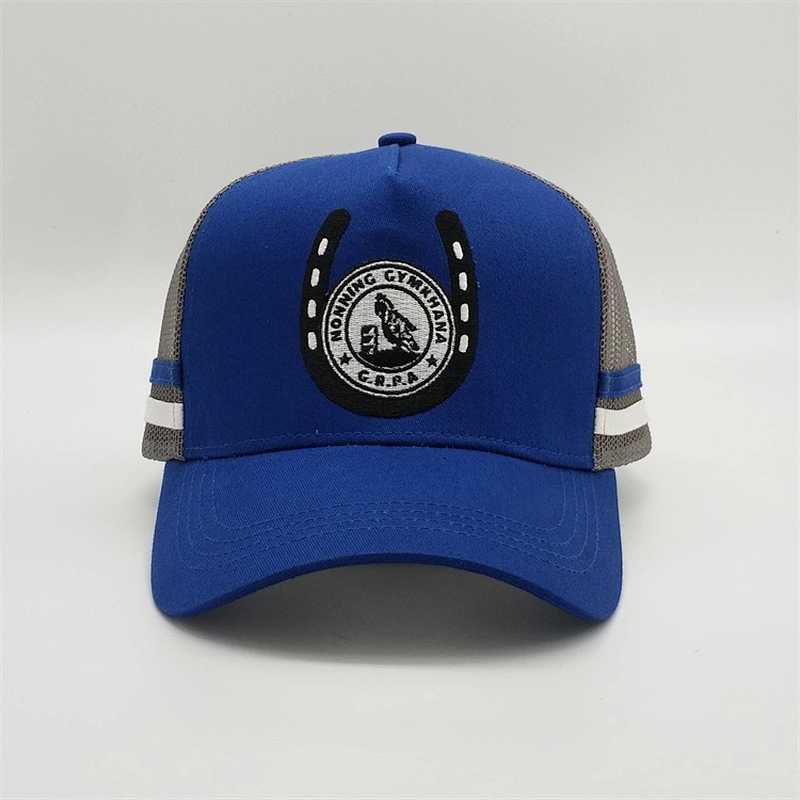 Oem Custom Man 5 Panel Embroidered Trucker Snapback Cap Hat With Stripe