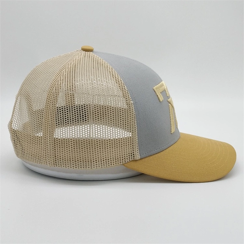 Custom Design 6panel Golden Thread Pentagram Hat 3D Embroidery Logo Baseball Mesh Trucker Cap