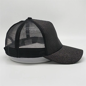 2019 OEM Curved Brim Structured Front 5 Panel Ponytail Cap Sequins Glock Perfection Sunshade Sport Caps Mesh Trucker Hat