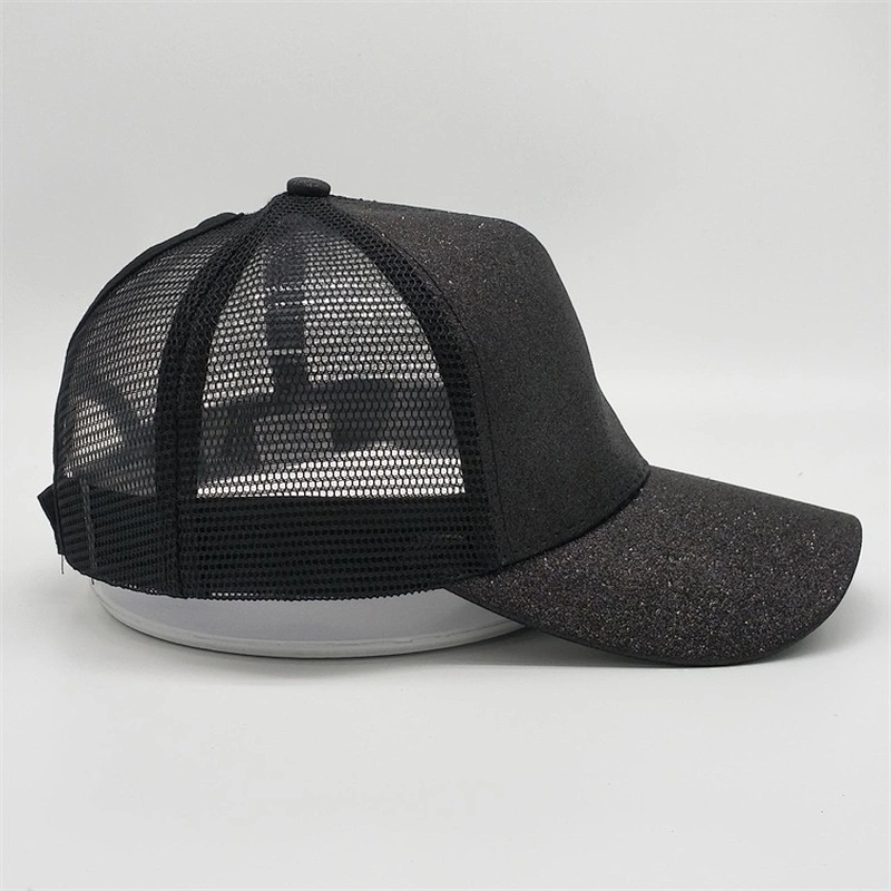 2019 OEM Curved Brim Structured Front 5 Panel Ponytail Cap Sequins Glock Perfection Sunshade Sport Caps Mesh Trucker Hat