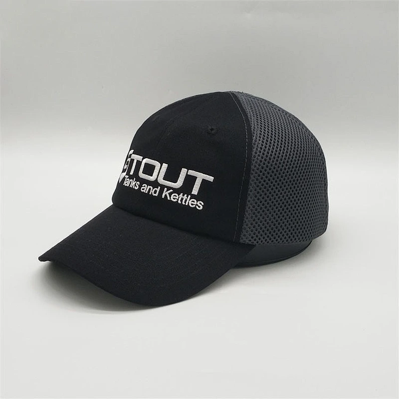 Custom Logo Mesh Trucker Hat,Adjustable Mesh Black Trucker Cap,Grey Embroidery Logo Tactical Cap