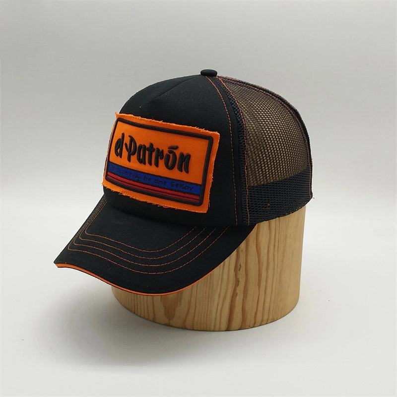 Custom Meidiney 5 Panel Black Embroidery Patch Foam Mesh Trucker Cap Hat