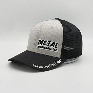 Personalized High Quality Soft Mesh Sandwich 6 Panel Two Tone Embroidery Patch Flex Fit Baseball Trucker Cap Hat Custom Logo