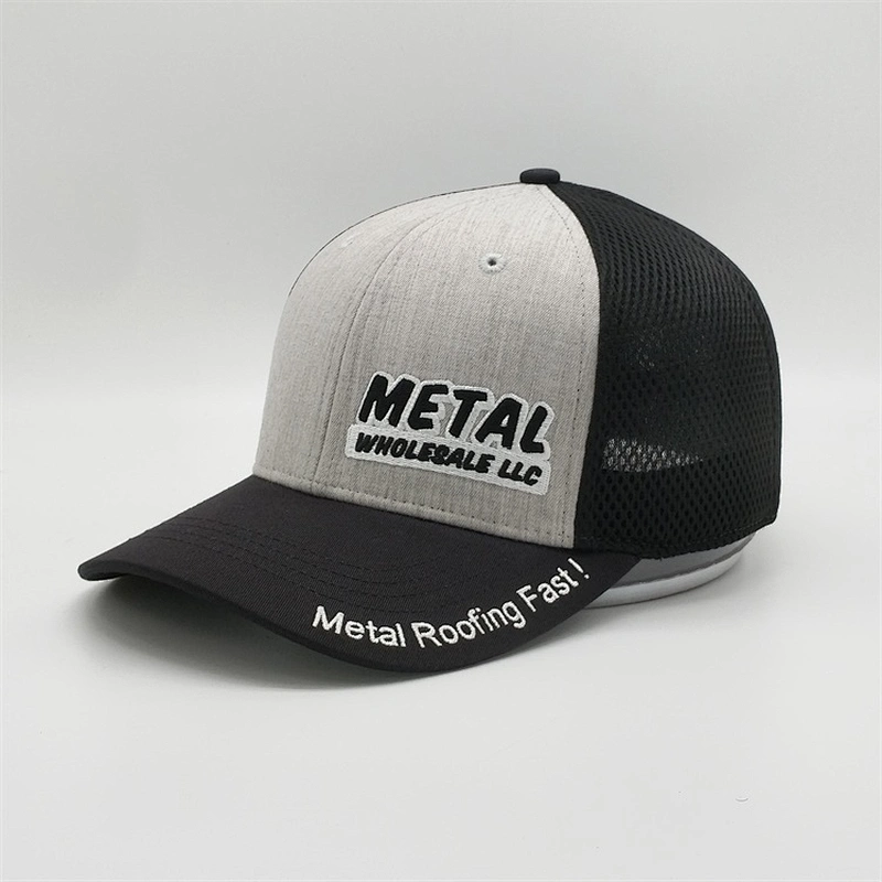 Personalized High Quality Soft Mesh Sandwich 6 Panel Two Tone Embroidery Patch Flex Fit Baseball Trucker Cap Hat Custom Logo