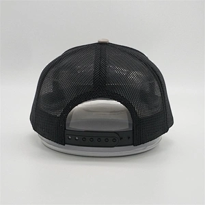 Top Quality Customized 6 Panel Black Sports Mesh Heather Grey Baseball Cap Trucker Hats With Woven Patch