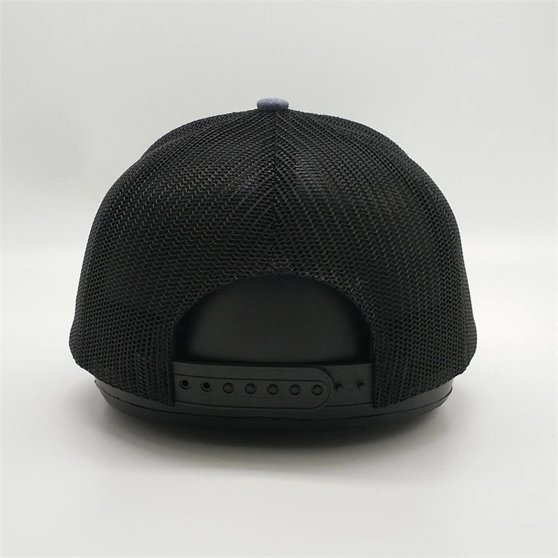 2019 High Quality Custom 6 Panel Black Sports Mesh Heather Grey Baseball Cap Trucker Hats With Woven Patch