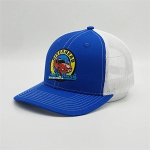 Customized Sublimation Embroidery Patch Silk Printing Royal Blue Hats Trucker Caps