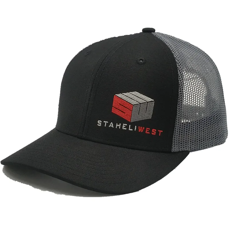6 Panel Black Trucker Mesh Cap,customize Color Trucker Hat, Custom Embroidery Patch Logo Sport Trucker Cap