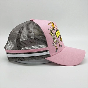 Custom Pink High Crown 5 Panel Embroidery Hats, Adjust Own Brand Logo Couple Snapback Caps,Couple Embroidery Trucker Caps