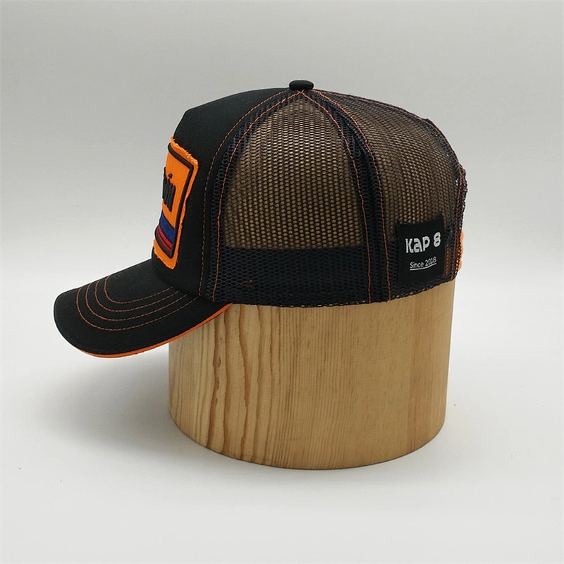 Custom Meidiney 5 Panel Black Embroidery Patch Foam Mesh Trucker Cap Hat