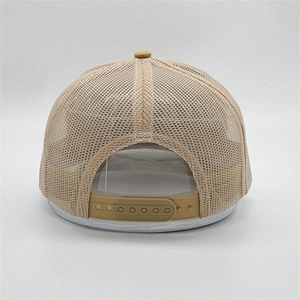 Wholesale Classic Custom 6 Panel Made Gold 3D Animal Patch Embroidered Yellow Mesh Trucker Hat Snapback Caps